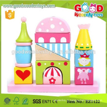 Brand New Pink Color Toys en bois pour enfants, Castle Blocks Toys for kids